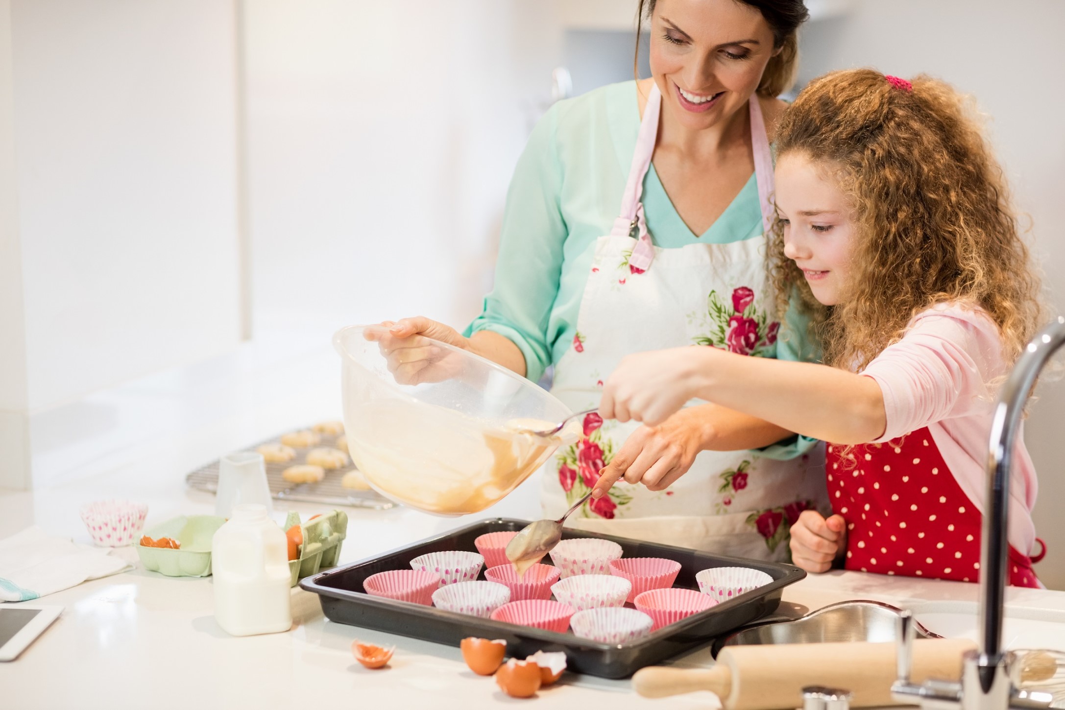 parent cooking and baking with child