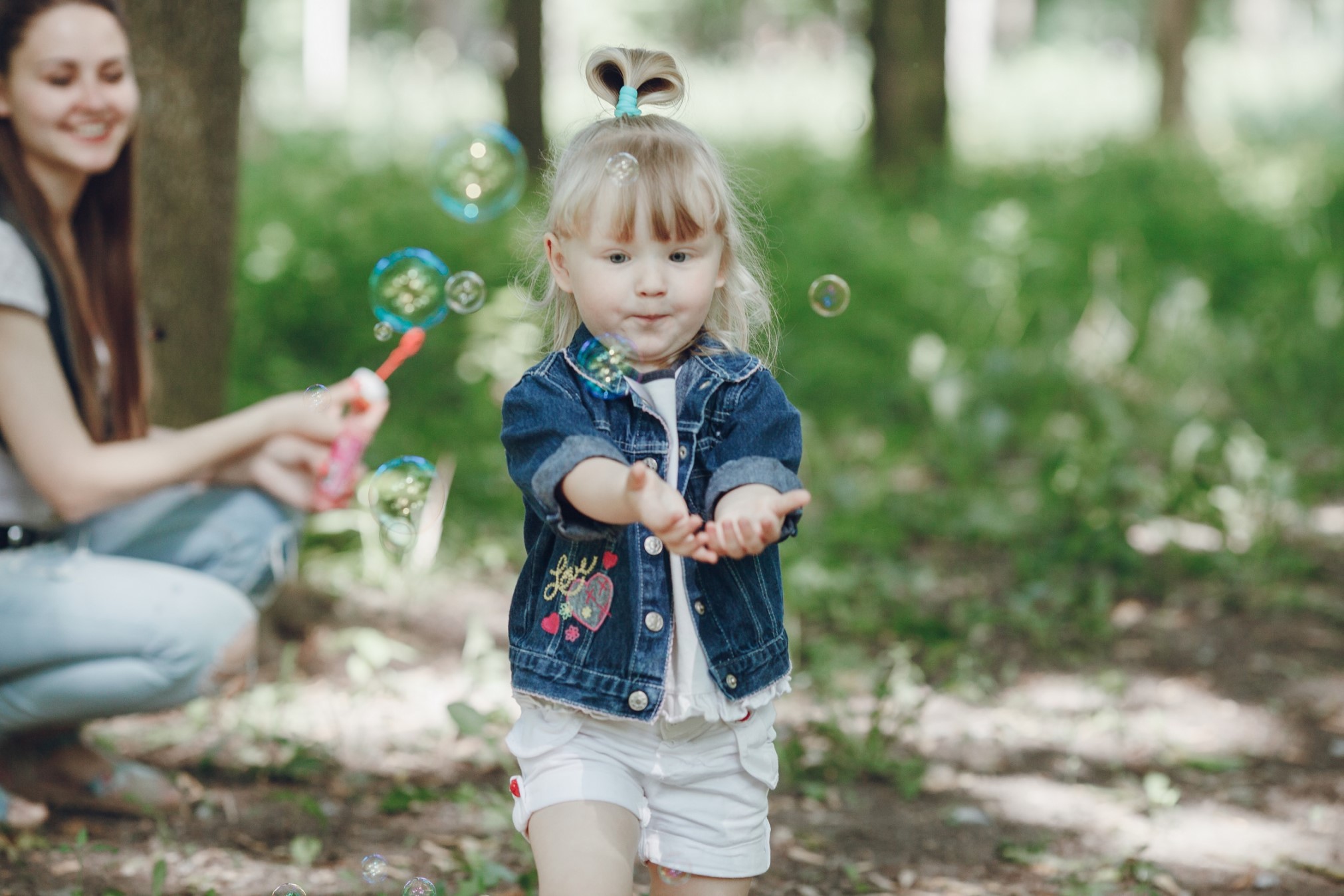 child playing bubble