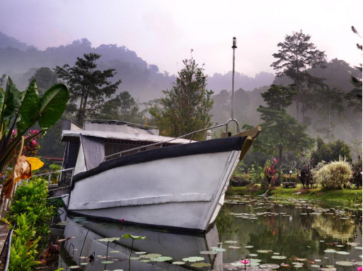 Idle boat in a lake