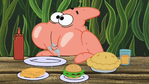 patrick eating and drooling