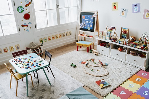 Interior design of a kindergarten classroom