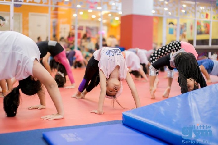 girls stretching in the gym 