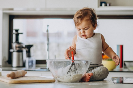 cute baby cooking 